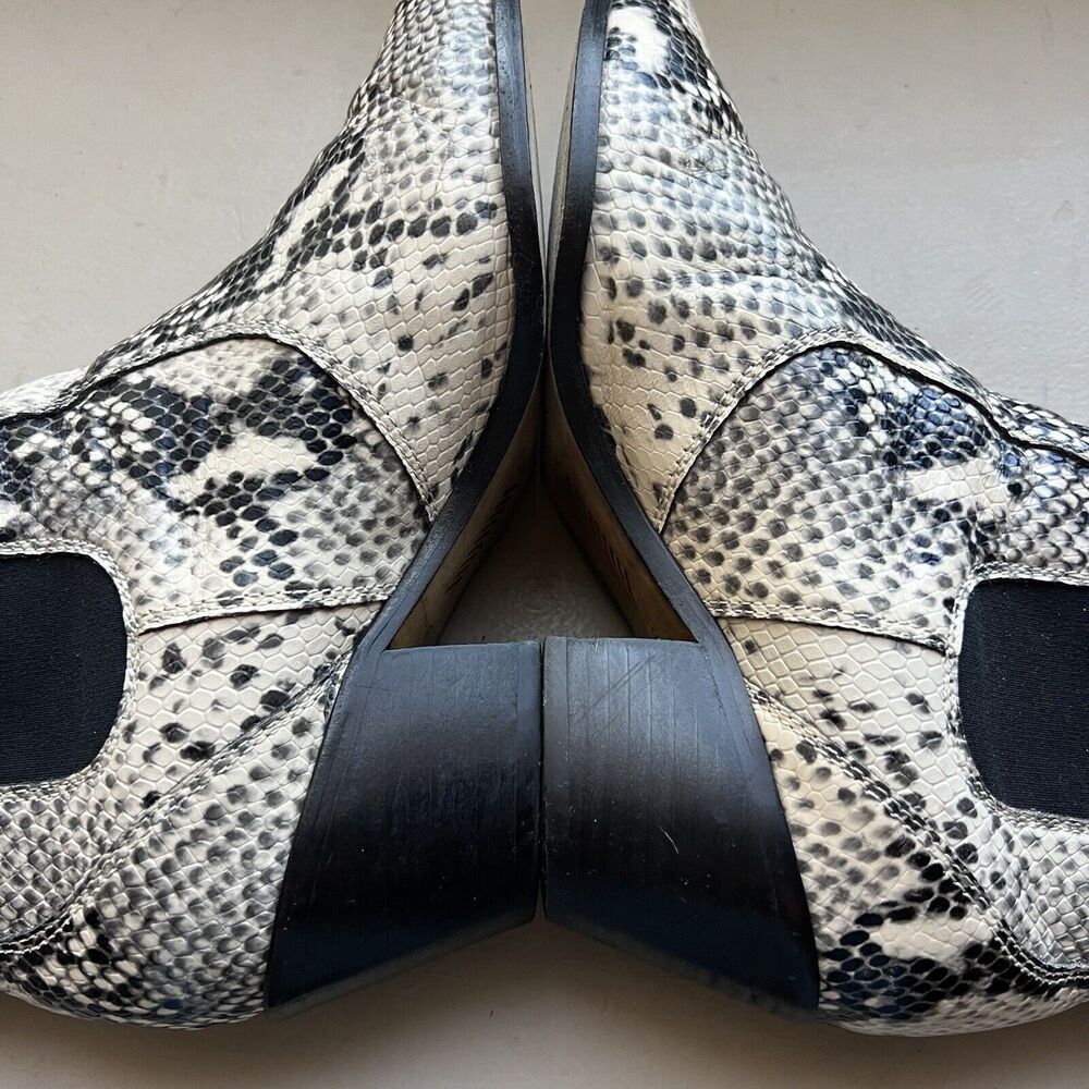 Paige Willa Cream & Black Snake Skin‎ Print Leather Western Cowgirl Ankle Boot 9 - Picture 5 of 16
